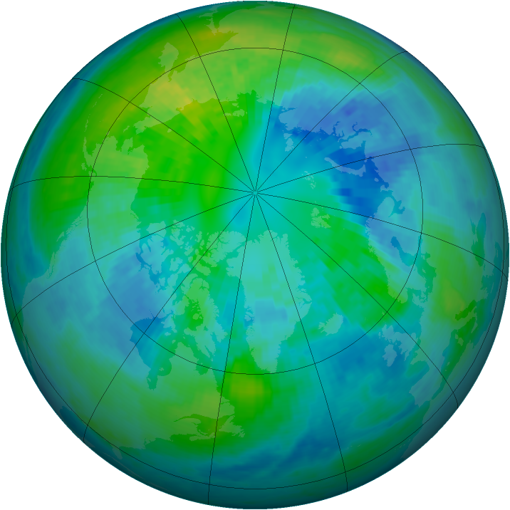 Arctic ozone map for 08 October 2003